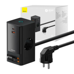 Prelungitor priza Shuko 65W USB, 2xType-C Baseus, PSLR000301