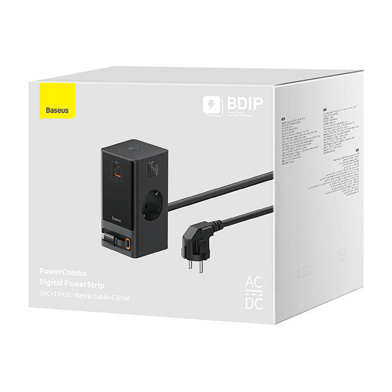 Prelungitor priza Shuko 65W USB, 2xType-C Baseus, PSLR000301