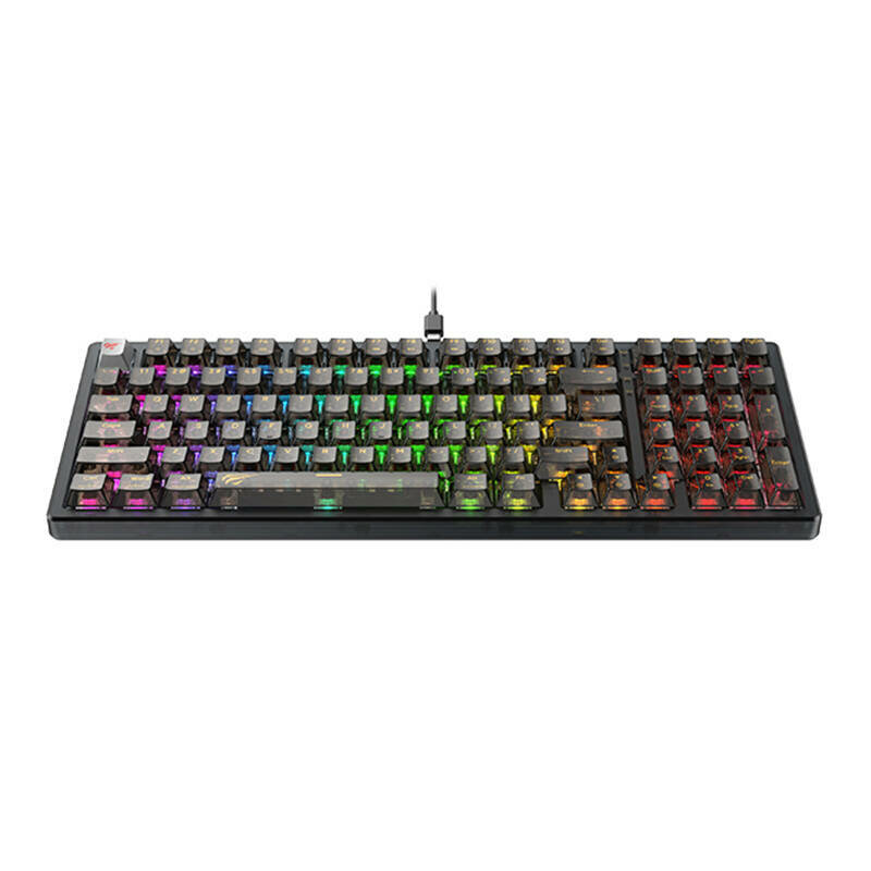 Tastatura mecanica gaming Havit RGB, USB-C, transparent/negru KB875L