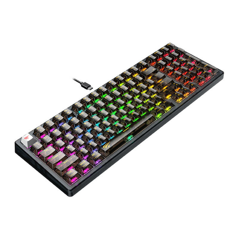 Tastatura mecanica gaming Havit RGB, USB-C, transparent/negru KB875L