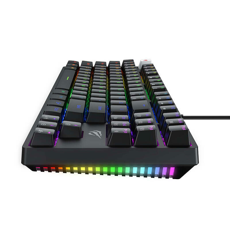 Tastatura gaming mecanica Havit, lumini RGB, negru KB890L