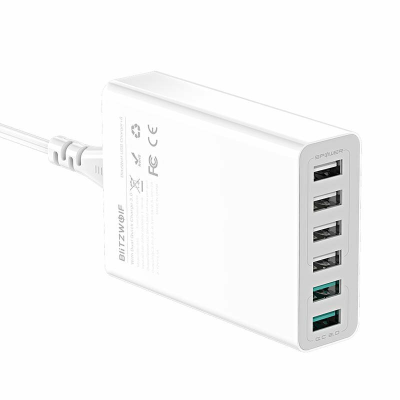 Incarcator 6x USB BlitzWolf, QC3.0, 60W, alb, BW-S15