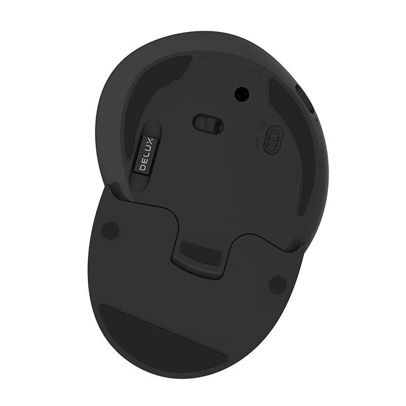 Mouse vertical Wireless 800-1600 DPI Delux M618G DB, negru/gri