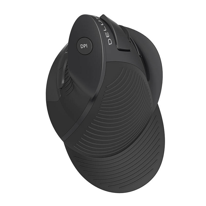 Mouse vertical Wireless 800-1600 DPI Delux M618G DB, negru/gri