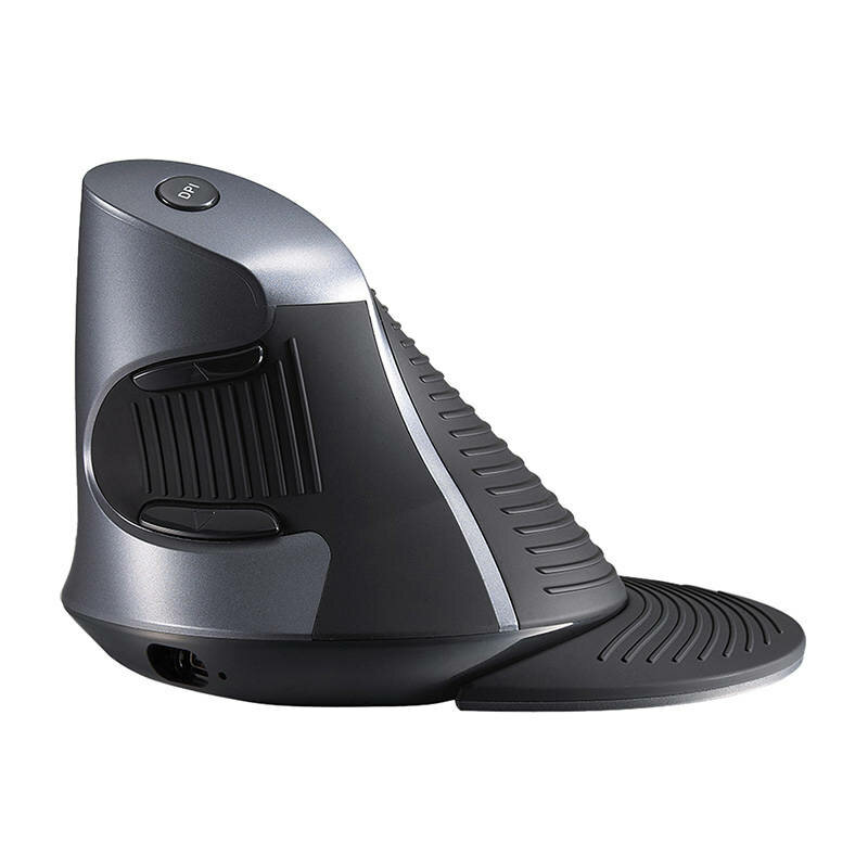 Mouse vertical Wireless 800-1600 DPI Delux M618G GX, negru/gri