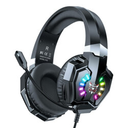 Casti pentru gaming cu microfon Onikuma X32, lumini RGB, negru