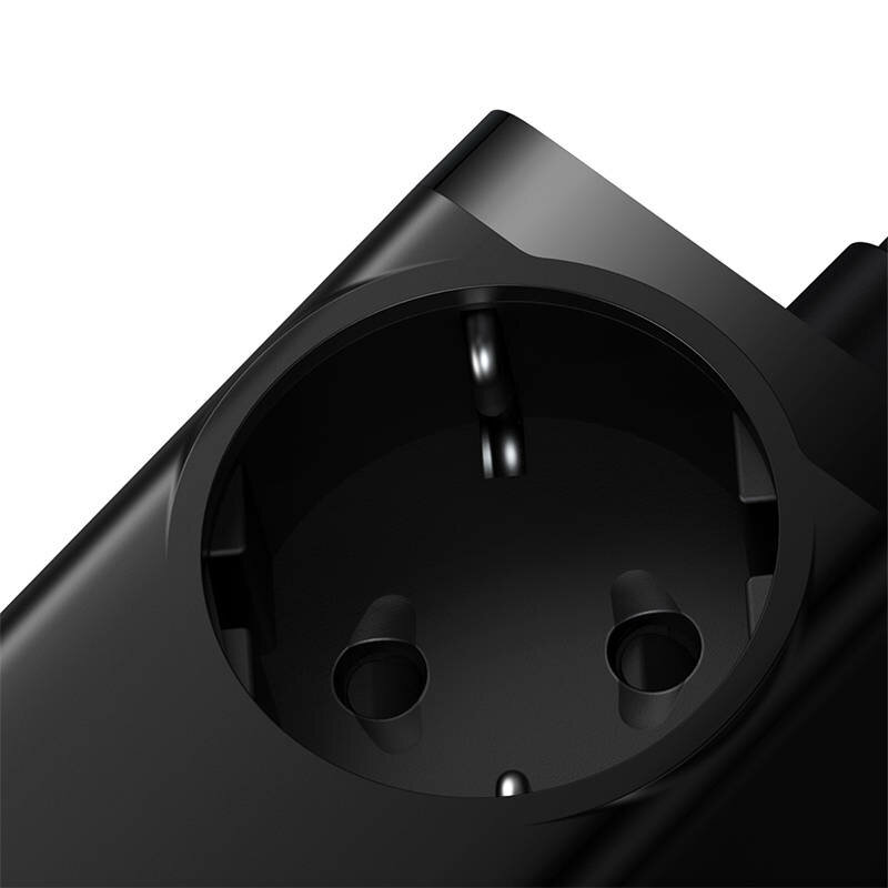 Prelungitor priza Shuko, incarcator GaN3 Pro 65W Baseus, negru