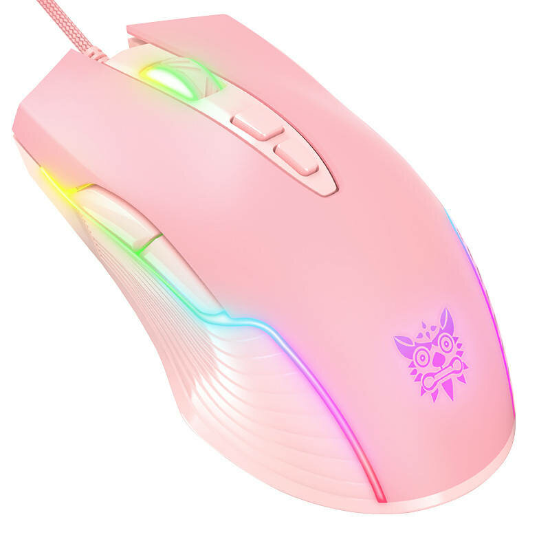 Mouse gaming cu lumini LED Onikuma, 800/6400DPI, roz CW905