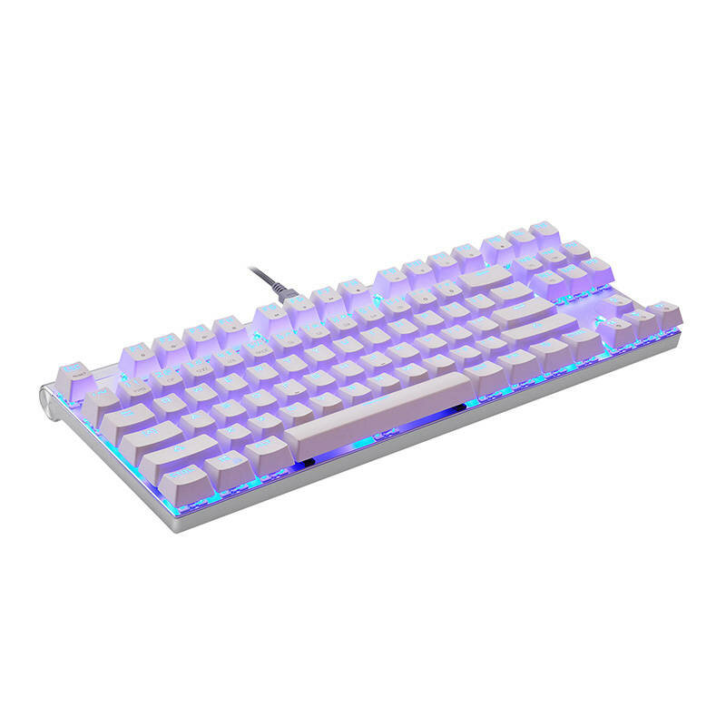 Tastatura mecanica cu fir pentru gaming Motospeed CK101, alb