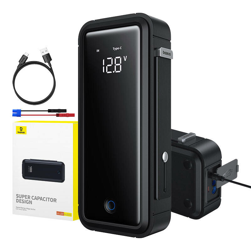 Jump starter/compresor auto portabil 3000A Baseus, gri