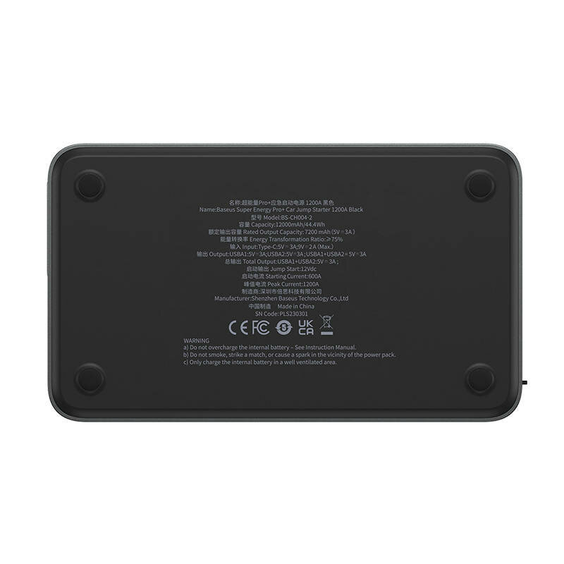 Jump starter cu clesti pentru pornire 1200A Baseus, negru
