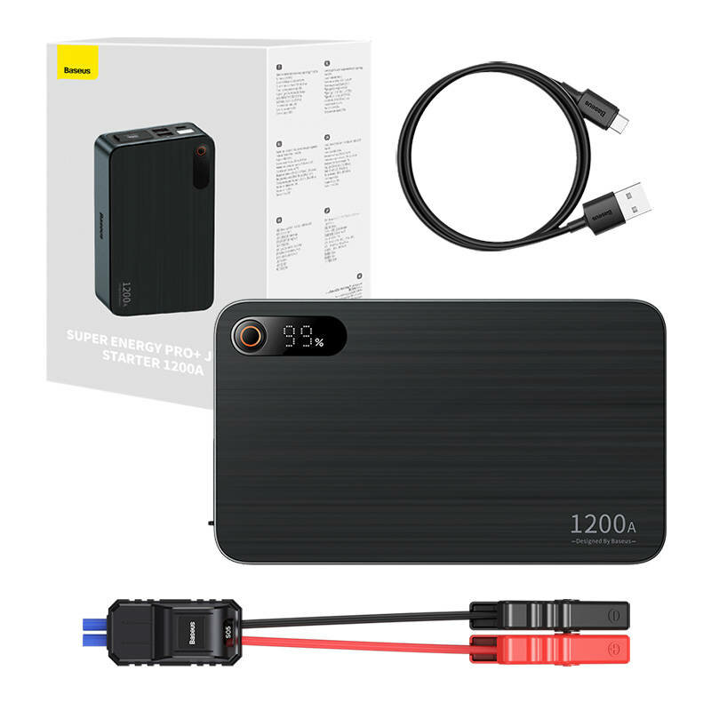 Jump starter cu clesti pentru pornire 1200A Baseus, negru
