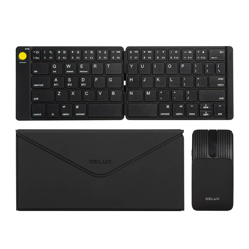 Kit tastatura wireless pliabila si mouse Delux KF10/MF10PR, negru