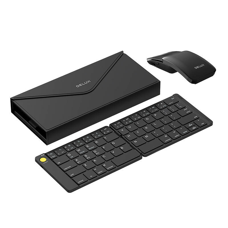 Kit tastatura wireless pliabila si mouse Delux KF10/MF10PR, negru