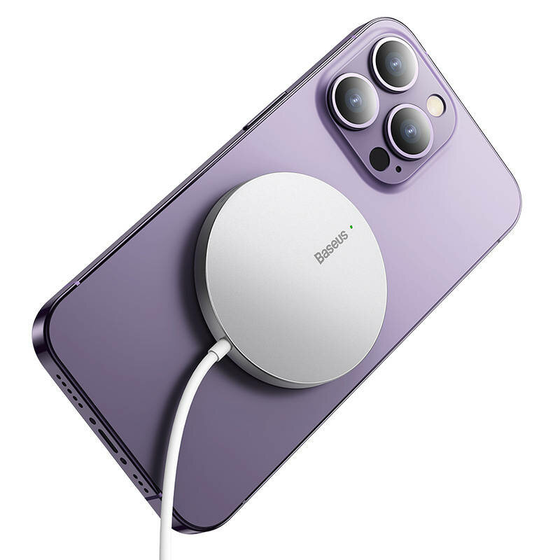 Incarcator wireless magnetic 15W Baseus Mini 3, argintiu