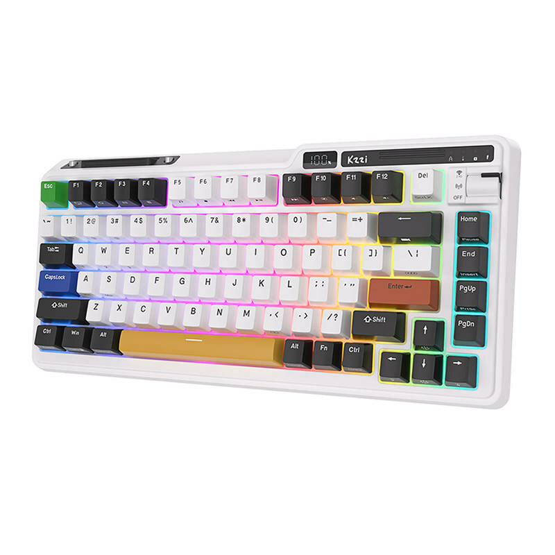 Tastatura Wireless mecanica Royal Kludge, alb/negru KZZI K75 pro