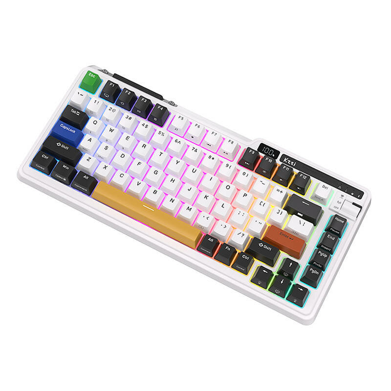 Tastatura Wireless mecanica Royal Kludge, alb/negru KZZI K75 pro