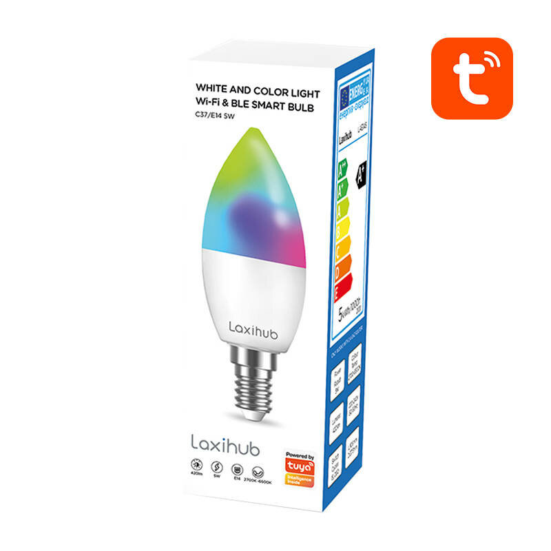 [Pachet 2x] Bec inteligent LED RGB Laxihub LAE14S2, multicolor