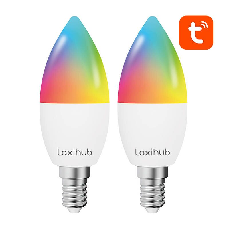 [Pachet 2x] Bec inteligent LED RGB Laxihub LAE14S2, multicolor