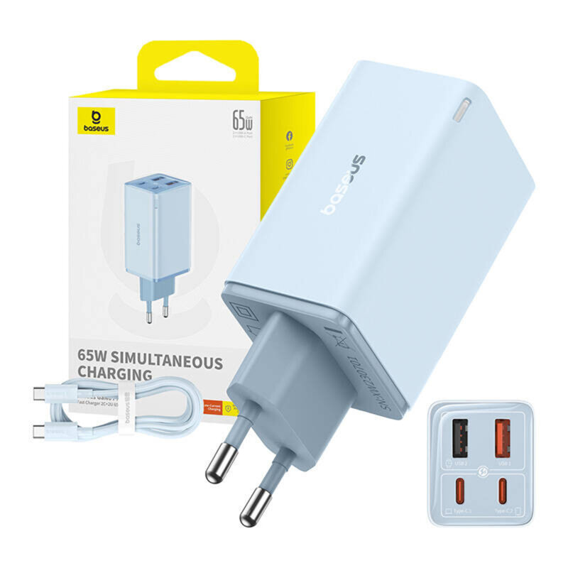 Incarcator priza GaN USB Type-C + cablu Type-C Baseus, 65W, P10162701313-00
