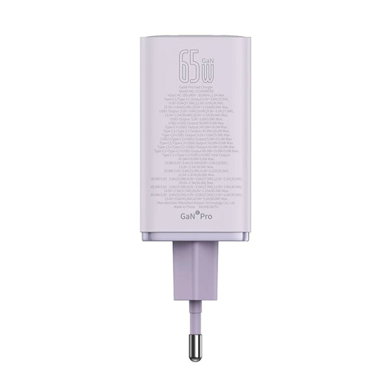 Incarcator priza GaN USB Type-C + cablu Type-C Baseus, 65W, P10162701533-00