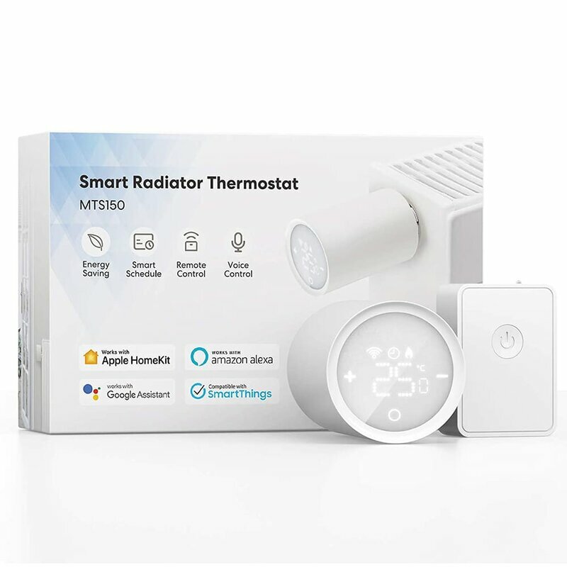 Kit robinet termostat calorifer smart Wi-Fi Meross MTS150H, alb