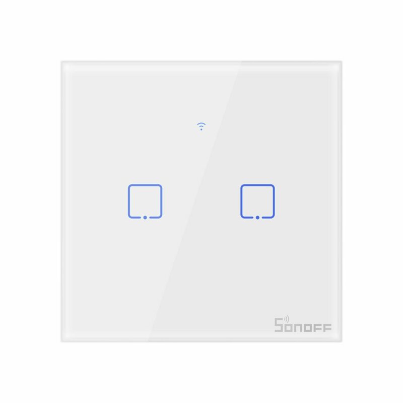Intrerupator smart touch Wi-Fi dublu Sonoff T0, wireless, alb