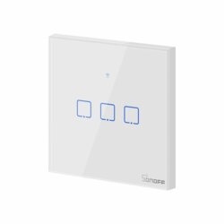 Intrerupator smart touch Wi-Fi triplu Sonoff T0, wireless, alb