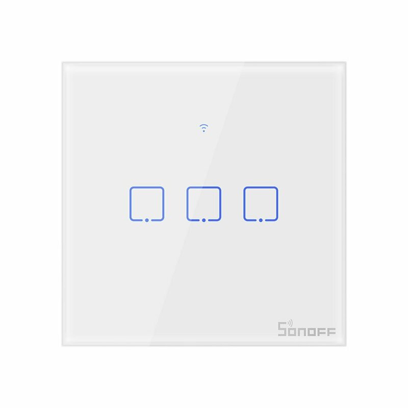 Intrerupator smart touch Wi-Fi triplu Sonoff T0, wireless, alb