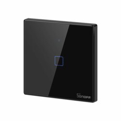 Intrerupator smart touch simplu Wi-Fi + RF 433MHz Sonoff T3, negru