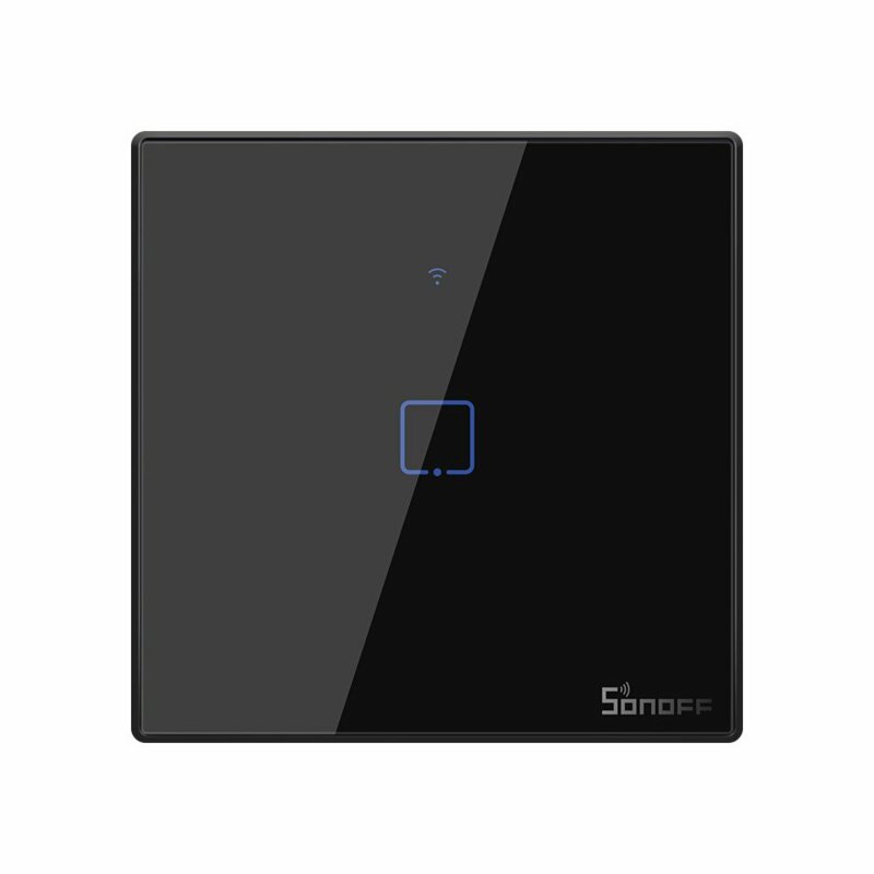 Intrerupator smart touch simplu Wi-Fi + RF 433MHz Sonoff T3, negru