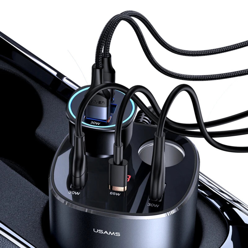 Incarcator bricheta auto 2xUSB, Type-C, 245W, Usams US-CC151