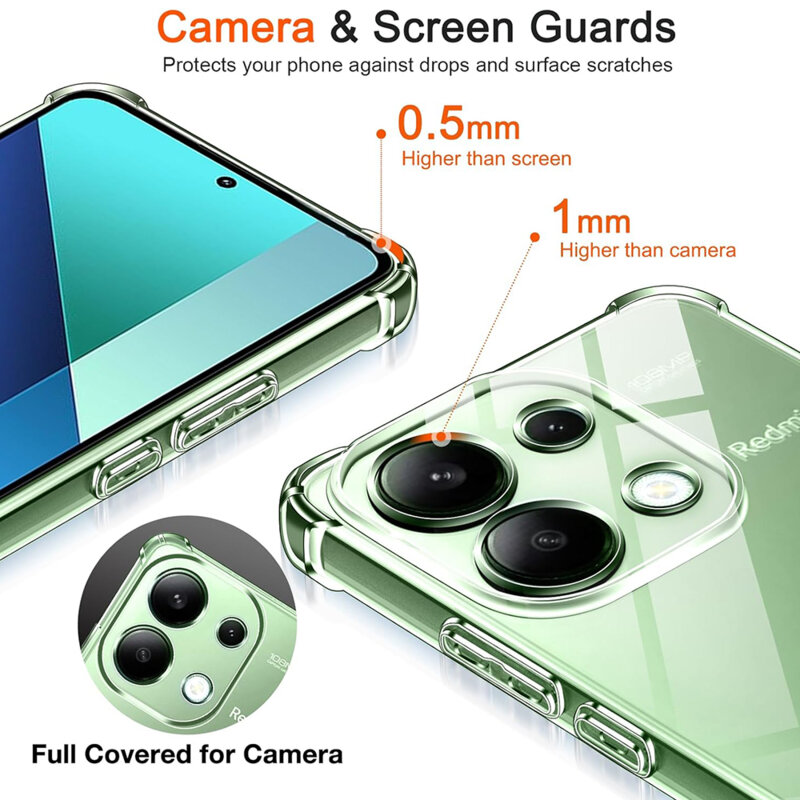 Husa Xiaomi Redmi Note 13 4G Techsuit Shockproof Clear Silicone, transparenta