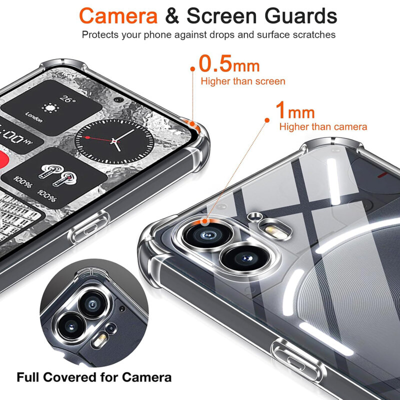 Husa Nothing Phone (2) Techsuit Shockproof Clear Silicone, transparenta