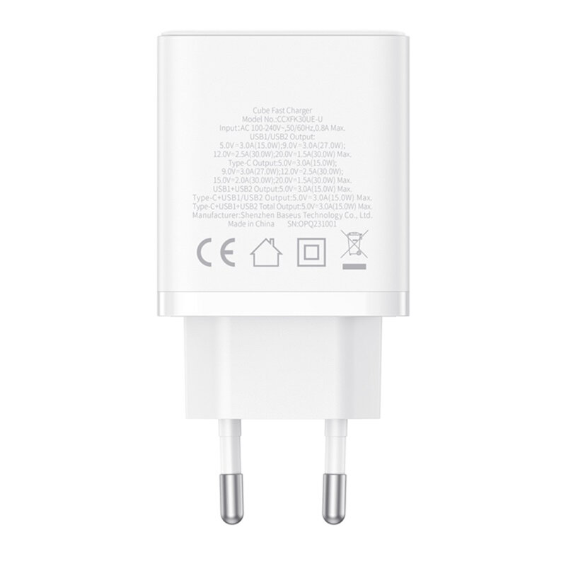 Incarcator GaN priza USB, tip C Baseus, 30W, P10111402213-00