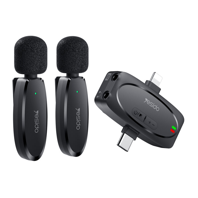 [Pachet 2x] Microfon tip lavariera wireless Yesido KR15, negru