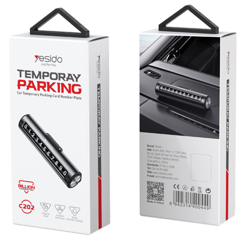 Suport numar telefon auto pentru bord Yesido C202, negru