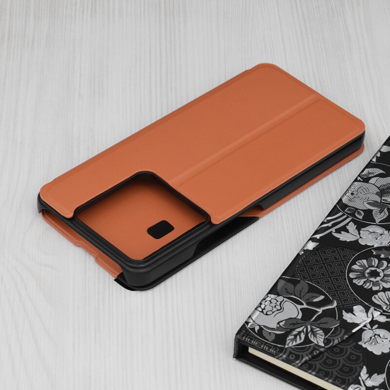Husa Xiaomi Redmi Note 13 Pro 5G Eco Leather View flip tip carte, portocaliu