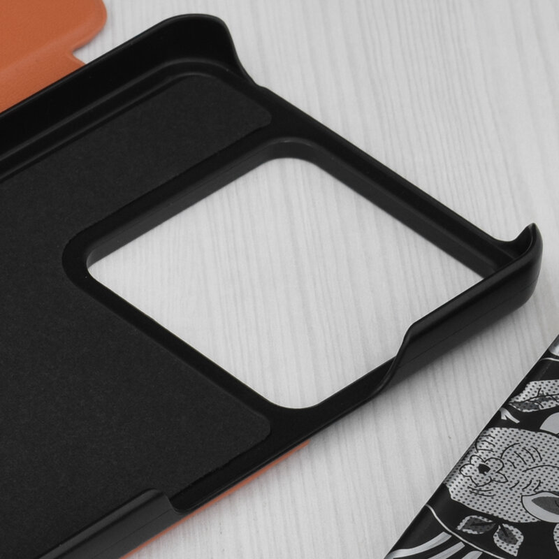 Husa Xiaomi Poco X6 Eco Leather View flip tip carte, portocaliu