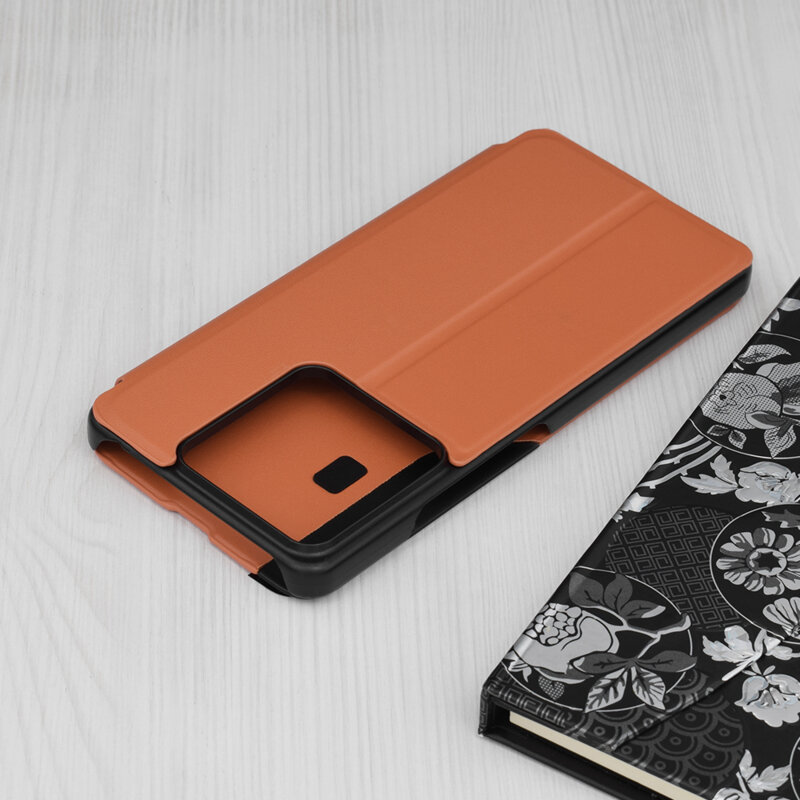 Husa Xiaomi Redmi Note 13 5G Eco Leather View flip tip carte, portocaliu