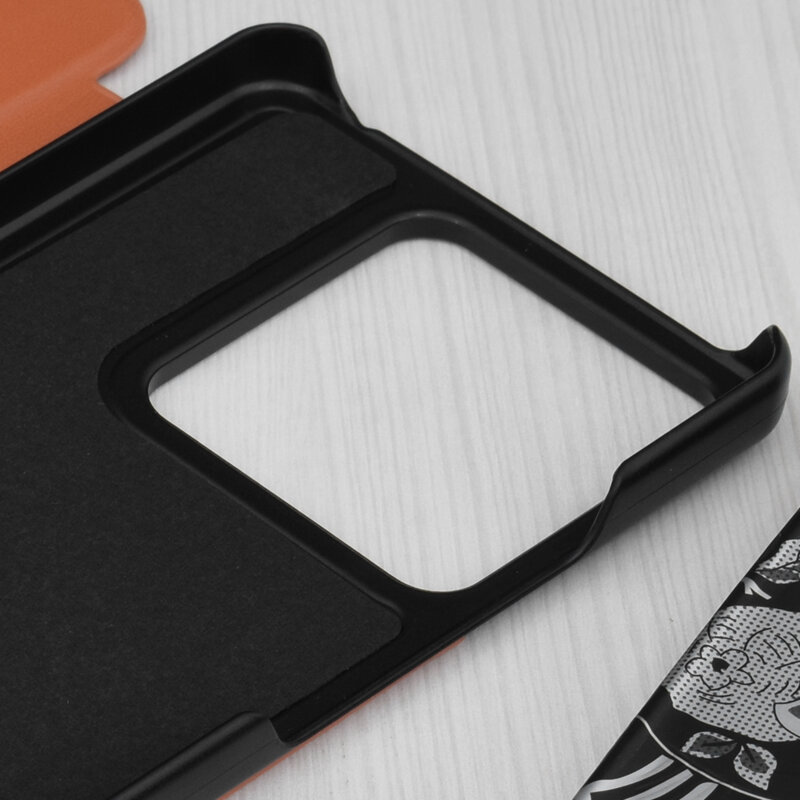 Husa Xiaomi Redmi Note 13 5G Eco Leather View flip tip carte, portocaliu
