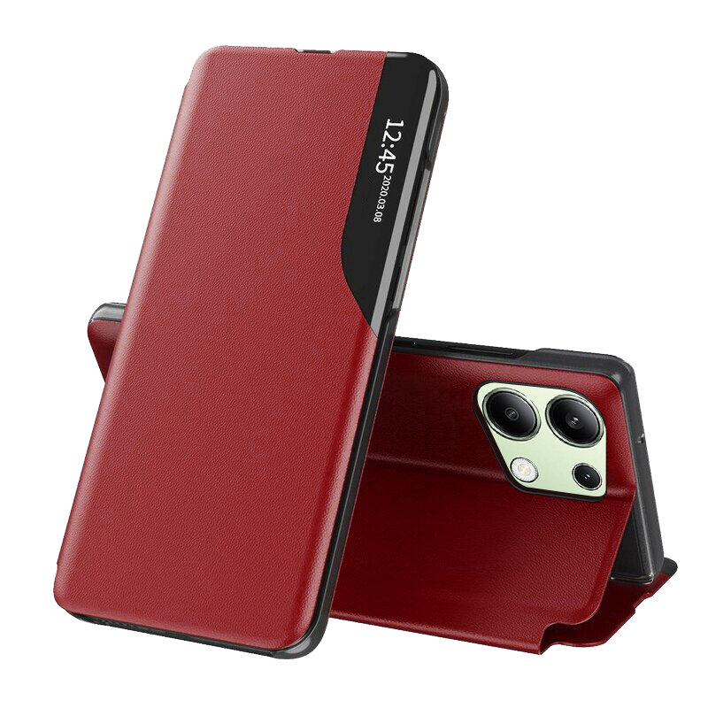 Husa Xiaomi Redmi Note 13 4G Eco Leather View flip tip carte, rosu