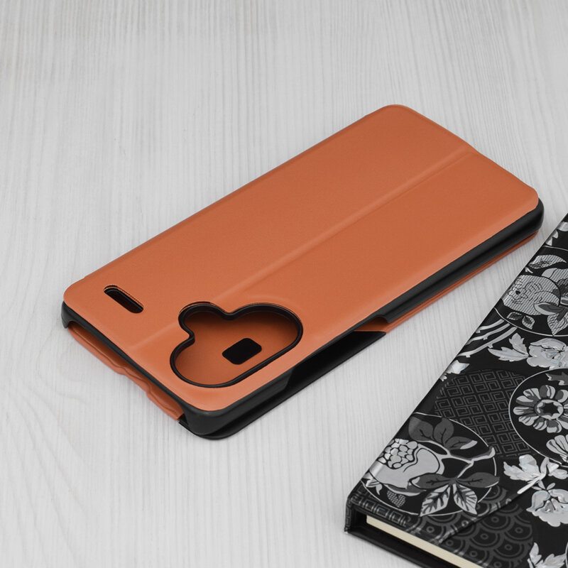 Husa Xiaomi Redmi Note 13 Pro+ 5G Eco Leather View flip tip carte, portocaliu