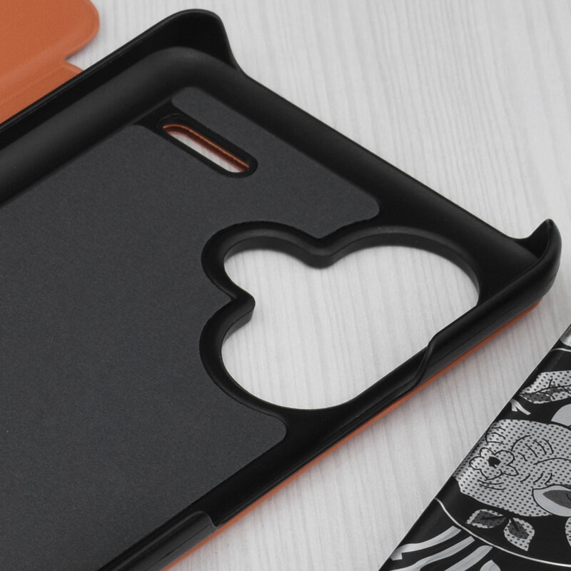 Husa Xiaomi Redmi Note 13 Pro+ 5G Eco Leather View flip tip carte, portocaliu