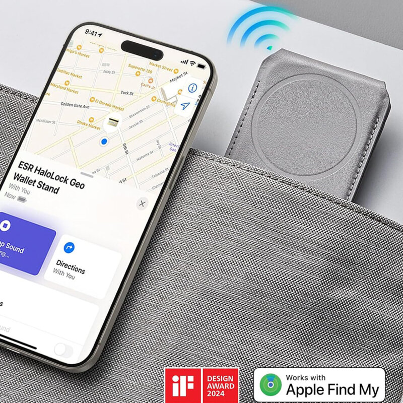 Portofel MagSafe pentru telefon, suport birou ESR HaloLock, bej