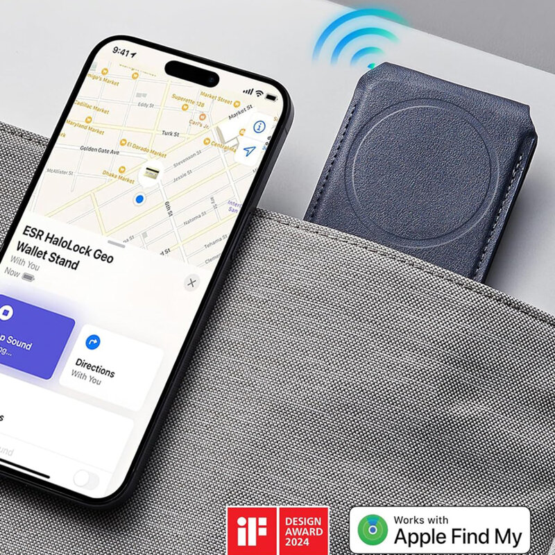 Portofel MagSafe pentru telefon, suport birou ESR HaloLock, albastru