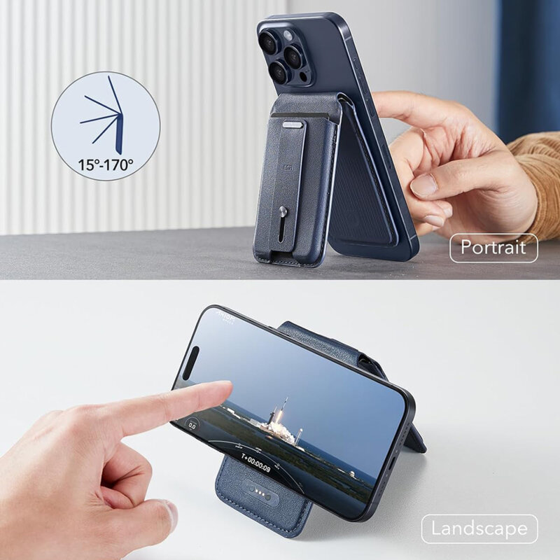 Portofel MagSafe pentru telefon, suport birou ESR HaloLock, albastru