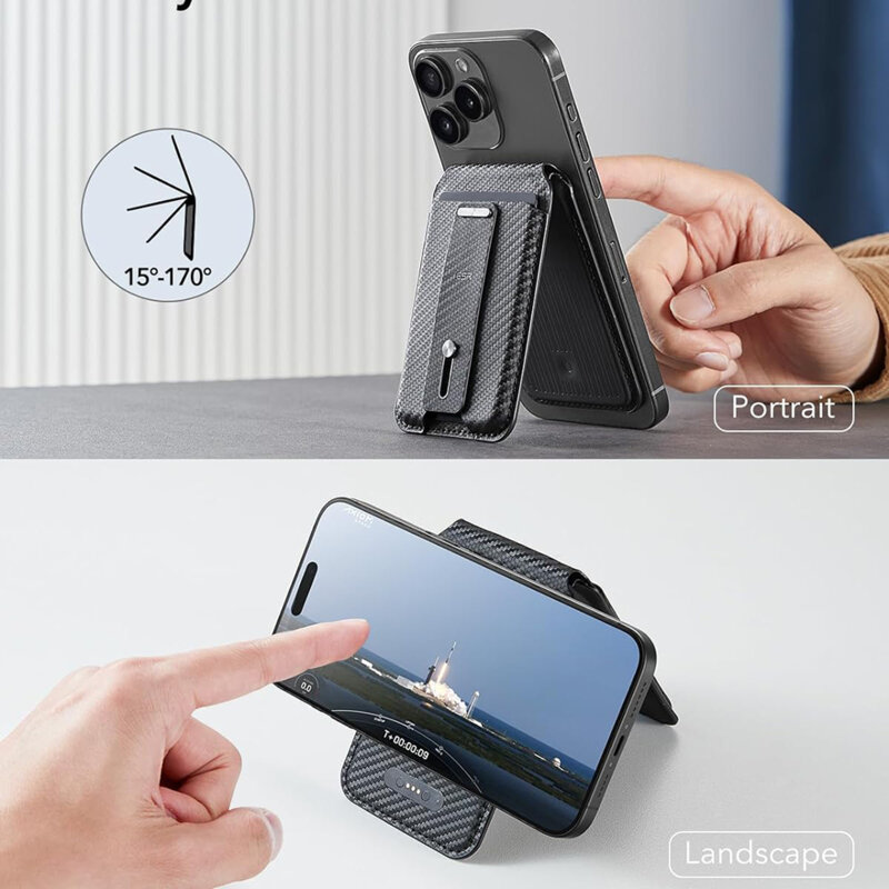 Portofel MagSafe pentru telefon, suport birou ESR HaloLock, cenusiu