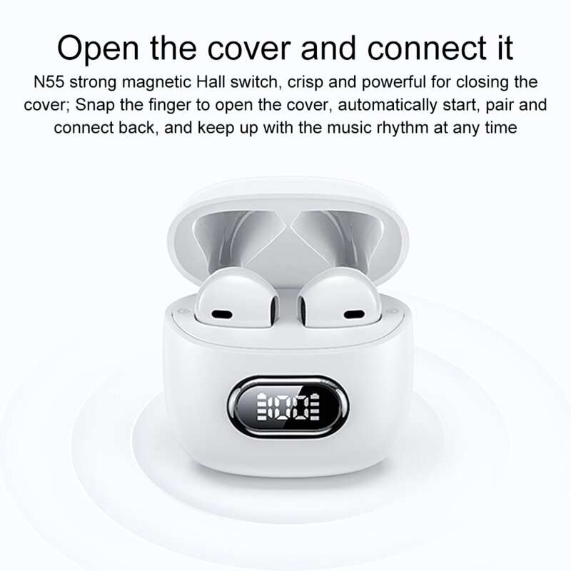 Earbuds TWS Bluetooth cu display digital Usams, alb, IAII15