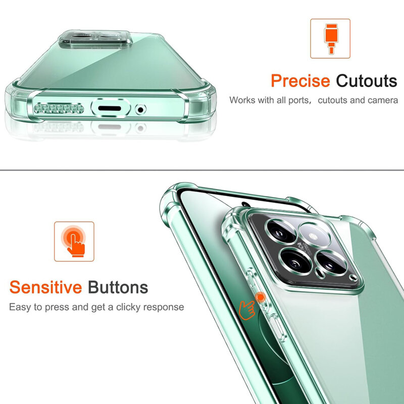 Husa Xiaomi 14 Pro Techsuit Shockproof Clear Silicone, transparenta
